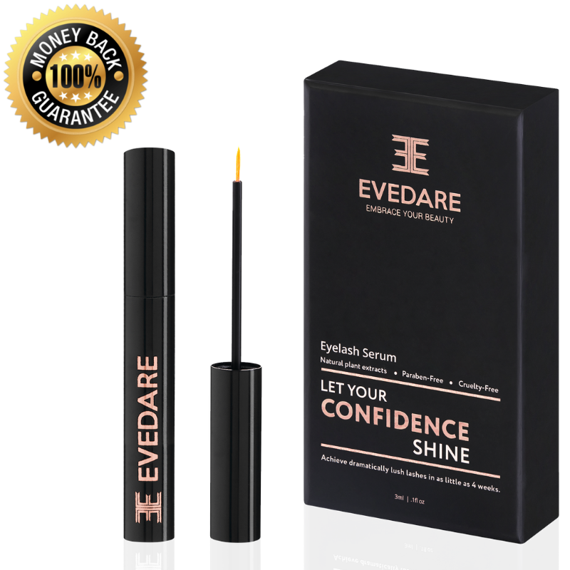 EVEDARE Eyelash Serum 3ML (Pack of 2) FREE Makeup bag